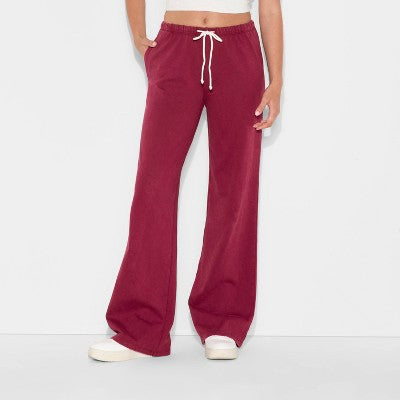Women's Mid-Rise Knit Sweatpants - Wild Fable Burgundy XL