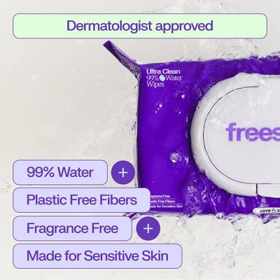 Freestyle 99% Water Baby Wipes, Fragrance Free for Sensitive Skin, Unscented - Flip Top Pouch Packs - 216ct