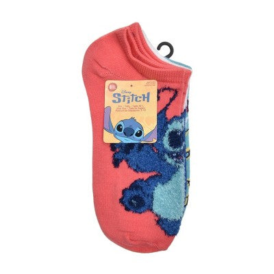 Girls' Disney Stitch No Show Socks - Pink S/M