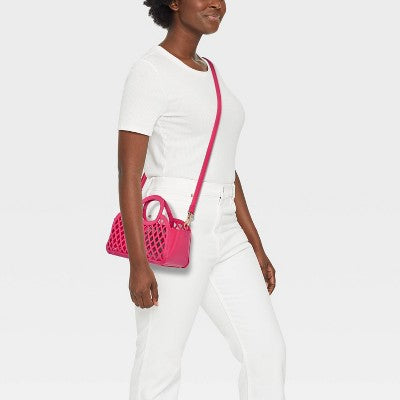 Jelly Mini Cage Tote Crossbody Bag - A New Day Magenta
