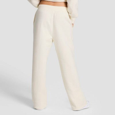 Champion Women's High-Rise Fleece Wide Leg Sweatpants - Cream L