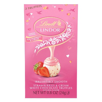 Lindt Lindor Valentine's Day Strawberries & Cream White Chocolate Truffles - 0.8oz