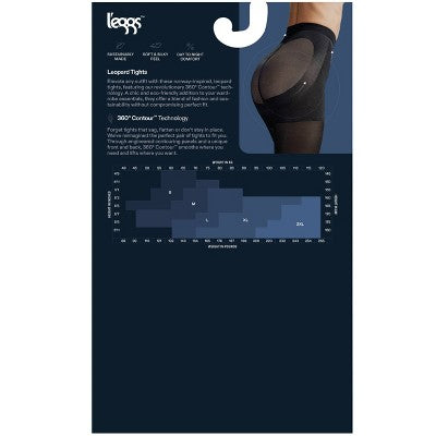 L'eggs Women's 360 Contour Sheer Leopard Tights - Black XL