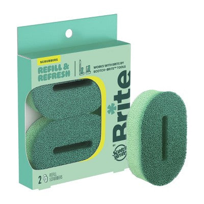 Brite by Scotch-Brite Refill and Refresh Replacement Scrubber Pads for Dishwand & Palm Scrubber - 2pk: Foam Material