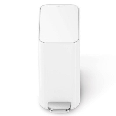 simplehuman 5L Slim Bathroom Step Trash Can White Steel Garbage Can with Built in Liner Pocket