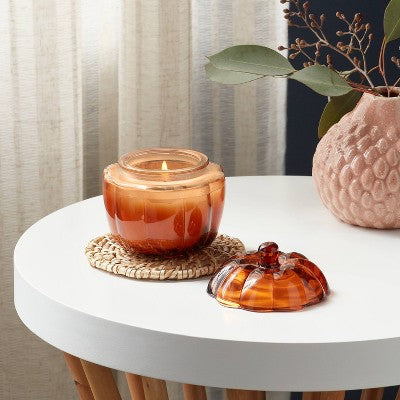 4oz Small Glass Figural Pumpkin Spice Candle Orange - Threshold