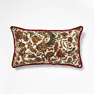 14"x24" Jacobean Floral Throw Pillow Cream and Burgundy - Threshold designed with Studio McGee (LOCAL PICKUP ONLY)