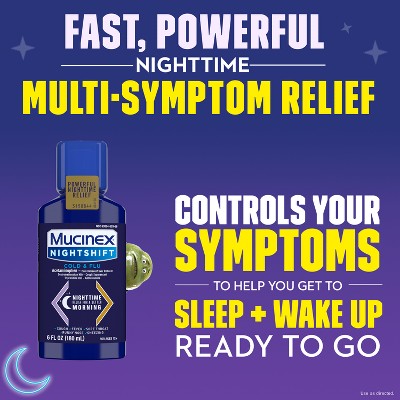 Mucinex Cold & Flu Medicine Nighttime - Liquid - 6 fl oz: Contains Antihistamine, 650mg Acetaminophen, Original Flavor