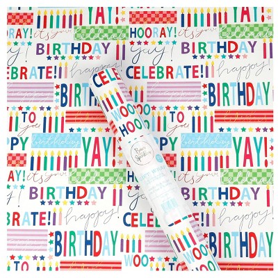 Bows And Sparkles Birthday Gift Wrapping Paper Colorful (LOCAL PICKUP ONLY)