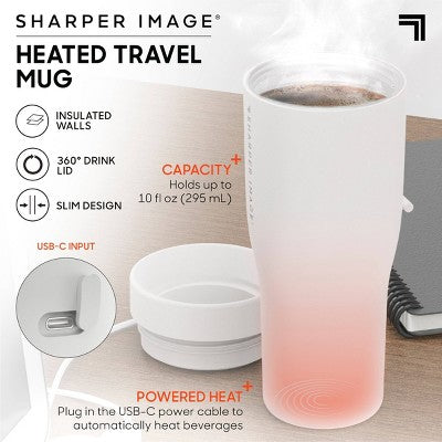 Sharper Image Heated Travel Mug White