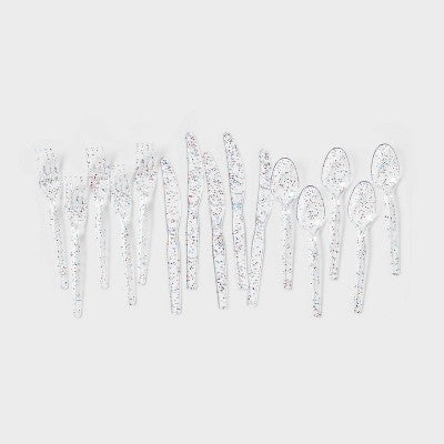 30ct 4th of July USA Red/White/Blue Glitter Cutlery - Spritz