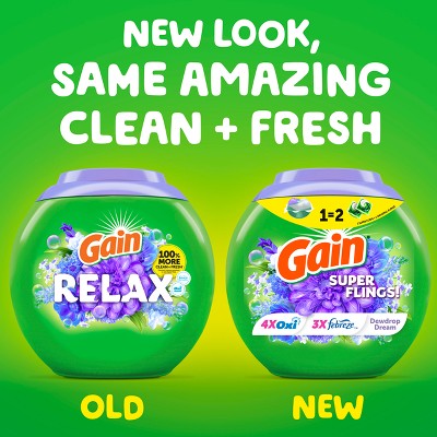 Gain Flings Dewdrop Dream HE Compatible Relax Laundry Detergent Soap Pacs - 45ct