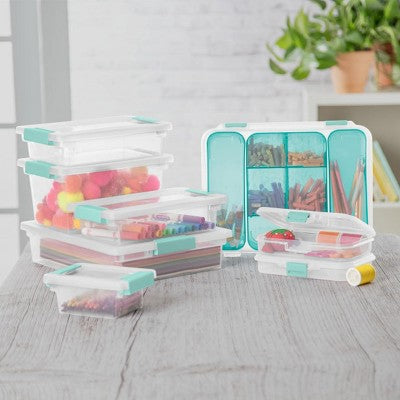 Single Small Clip Boxes with Latching Lids, Clear Stackable Storage Bins for Crafts, School, Office & Workshop Organization