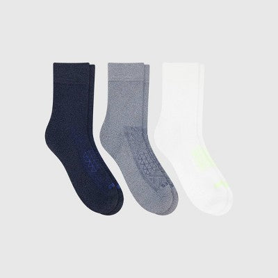 Hanes Men's Absolute Run Crew Socks 3pk - Black/White/Gray 6-12