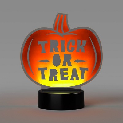 Lit Acrylic Trick or Treat Jack Figurine - Hyde and EEK! Boutique Neon Orange