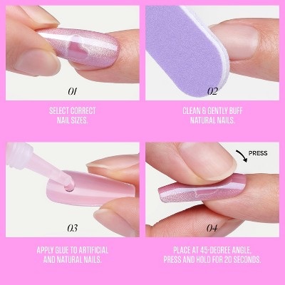 KISS Nails GLAM Embellished Press-On Fake Nails - Medium Almond - Crystal Pop - 35ct
