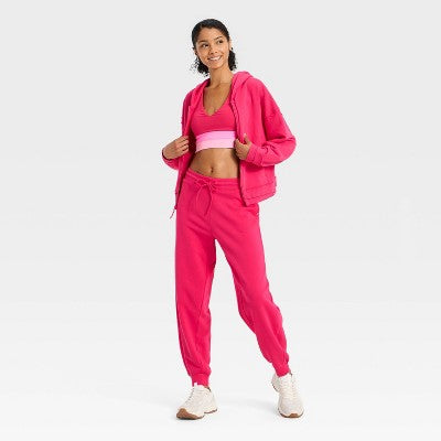Women's French Terry Full Zip Hoodie Sweatshirt - JoyLab Red S