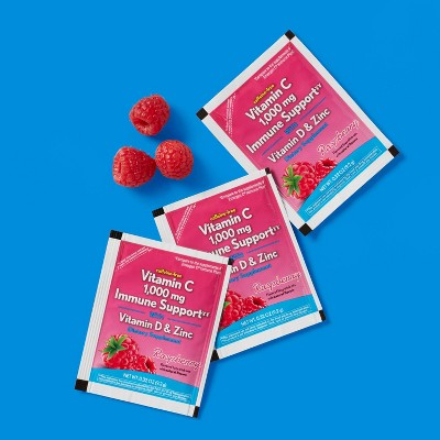 Vitamin C + D Immune Support Powder - Raspberry - 30ct - up&up