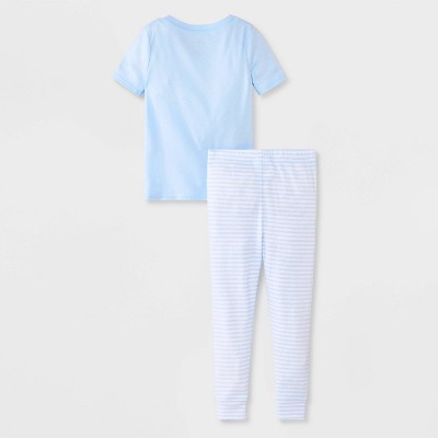 Toddler Girls' 4pc Hot Wheels Cotton Pajama Set - Blue/Tan 5T