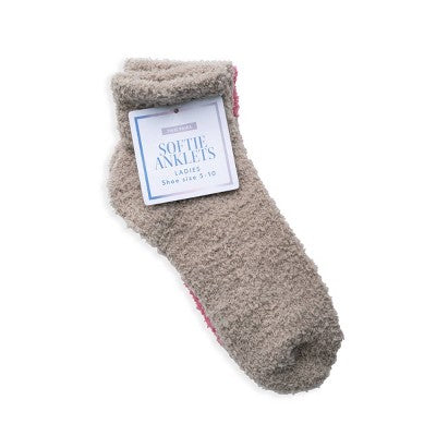 2pk Softie Socks Cream/Pink Hearts - Bullseye's Playground