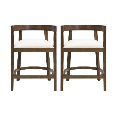 Christopher Knight Home Set of 2 25.25" Gina Upholstered Rubberwood Counter Height Barstools Walnut (LOCAL PICKUP ONLY)