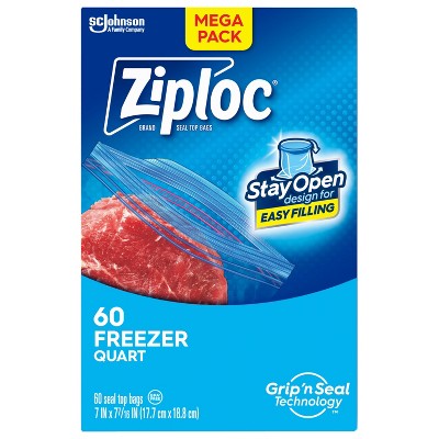 Ziploc Freezer Quart Bags with Grip 'n Seal Technology - 60ct