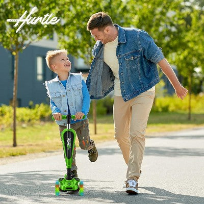 Hurtle 3-Wheeled Scooter for Kids - Wheel LED Lights - Green (LOCAL PICKUP ONLY)