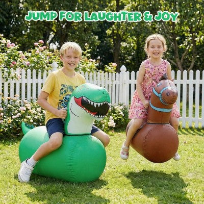 BATHWA Inflatable Bouncy Toy for Kids Ages 5+ 220lbs Capacity Ride-On Toys w/Pump Puncture-Resistant Saddle Design In/Outdoor Jumping Horse 1 PCS