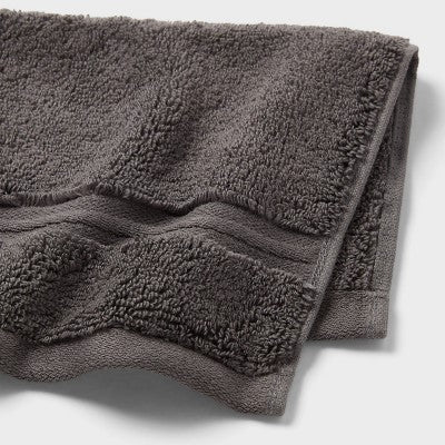 4pk Spa Plush Washcloth Set Dark Gray - Threshold