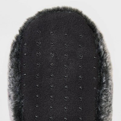 Women's Faux Fur Cozy Pull-On Slipper Socks with Grippers - Black M/L