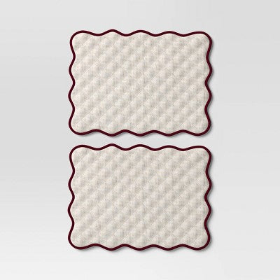 2pk Reversible Placemat Scallop Blue - Threshold