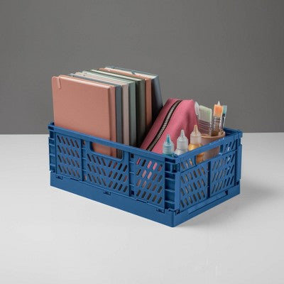 12" Collapsible Teen Storage Bin Blue - West & Arrow