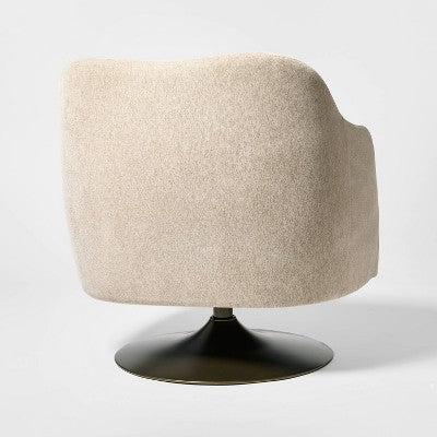 Upholstered Swivel Accent Chair with Antique Brass Base Cream - Threshold designed with Studio McGee (LOCAL PICKUP ONLY)