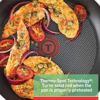 T-Fal 12pc Simply Cook Nonstick Cookware Set Red: Aluminum, Ergonomic Handles, Tempered Glass Lids, Oven-Safe to 350F (LOCAL PICKUP ONLY)