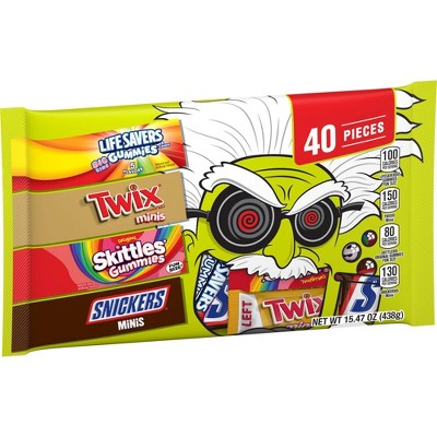 Mars - Snickers, Skittles, Twix & Life Savers Gummies Halloween Candy - 15.47oz/40ct