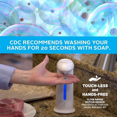 Bell + Howell Sonic Soap Automatic Soap and Sanitizer Dispenser, Touch-Free, Motion-Activated, 9.46 fl oz Capacity, White