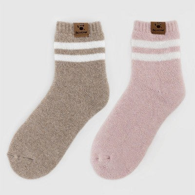 Bearpaw Women's Striped Varsity 2pk Boot Socks - Pink 5-10