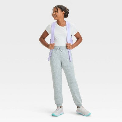 Girls' Fleece Jogger Pants - All In Motion Heather Gray S