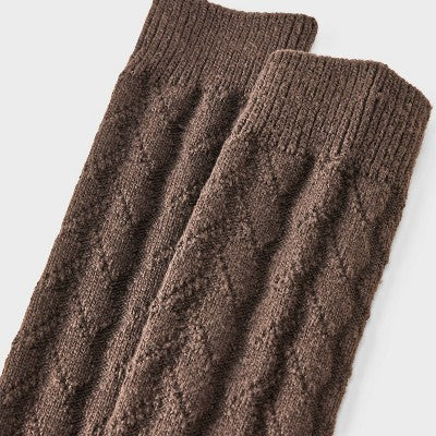Women's Herringbone Texture Super Soft Knee High Boot Socks - Auden Brown 4-10