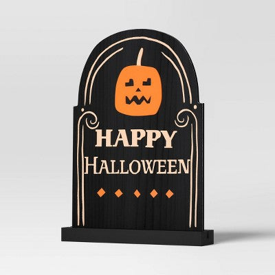 19" Wood 'Happy Halloween' Tombstone Sign Decorative Prop - Hyde & EEK! Boutique