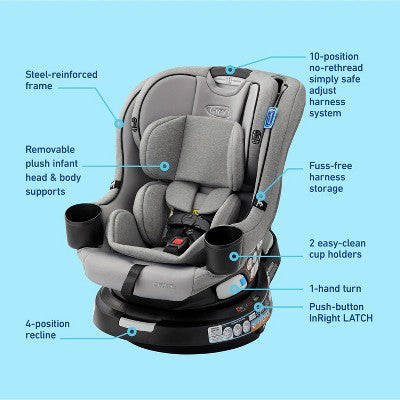 Graco EasyTurn 360 2-in-1 Rotating Convertible Turning Car Seat - Solae (LOCAL PICKUP ONLY)