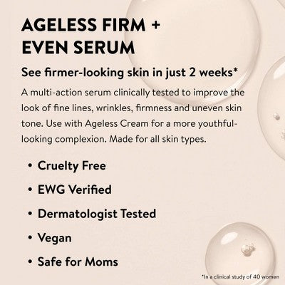 Honest Beauty Ageless Firm and Even Serum with Vegan Collagen and Niacinamide - Travel Size - 1 fl oz