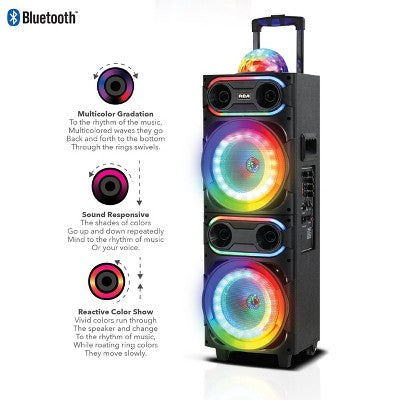 RCA Disco-208 Flame Effect Bluetooth Party Speaker with Dual 8" Woofers (LOCAL PICKUP ONLY)