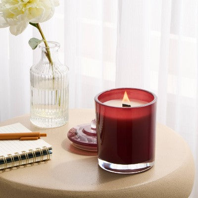 Wick Wooden Wick Lidded Cider and Cinnamon Jar Candle Warm 13oz - Threshold