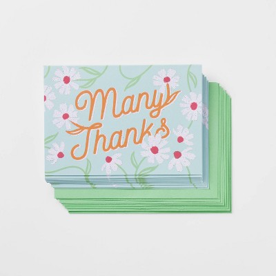 10ct 'Many Thanks' Cards - Spritz: Floral Glitter Notecards & Envelopes, Abstract Design, All Occasions, Multicolored