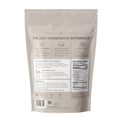 Just Ingredients Vanilla Bean Protein Mix - 17.5oz - 15 servings: Non-Caffeinated Powder, Sports Drink