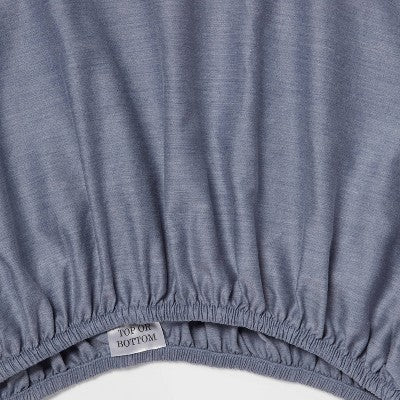 Queen Easy Care Cotton Blend Sateen Fitted Sheet Navy - Room Essentials: 225 Thread Count, 60% Cotton 40% Recycled Polyester