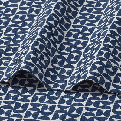 King Cotton Blend Sateen Sheet Set Navy Geo - Room Essentials