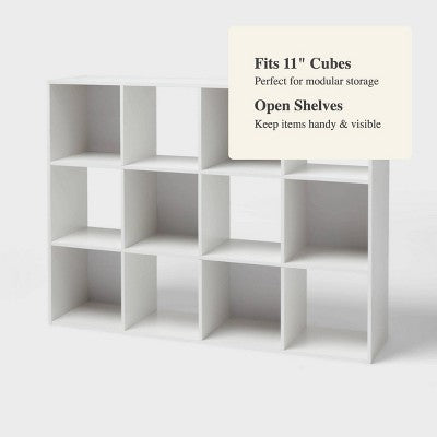 11" 12 Cube Book Shelf White - Brightroom (LOCAL PICKUP ONLY)