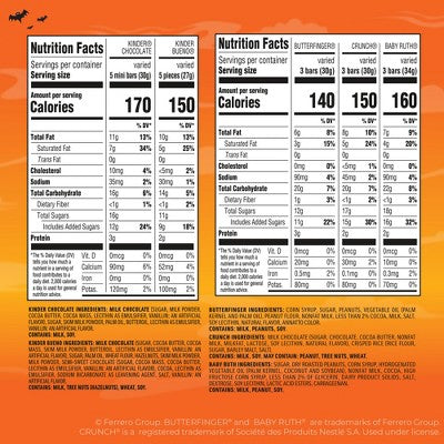 Butterfinger Assorted Kinder Chocolates Halloween Variety Mix Candy - 36.9oz/130ct